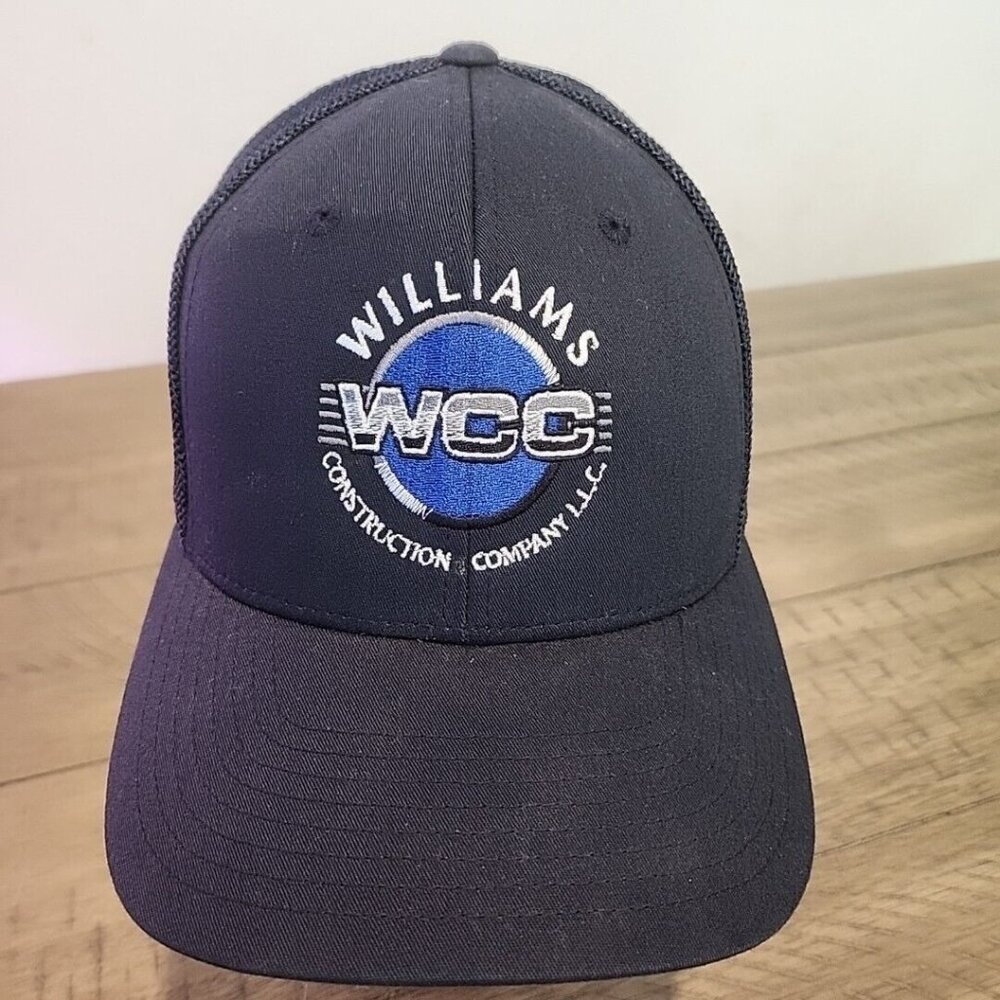 Williams Construction Company Cap Hat Fitted Sz L XL Blue Mesh Embroidered Logo